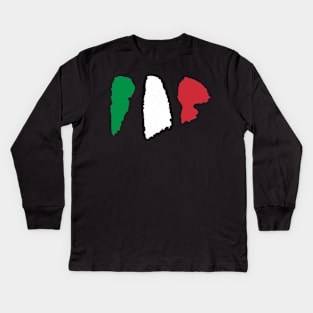 Italy Flag - Pencil Stroke Design Kids Long Sleeve T-Shirt